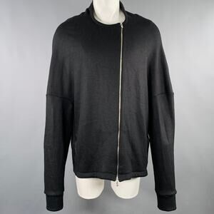 THAMANYAH Size S Black Double Face Wool Cotton Blend Collarless Jacket